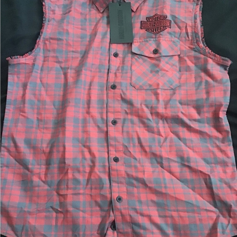 Harley Davidson blow out shirt plaid  (sleeveless)
